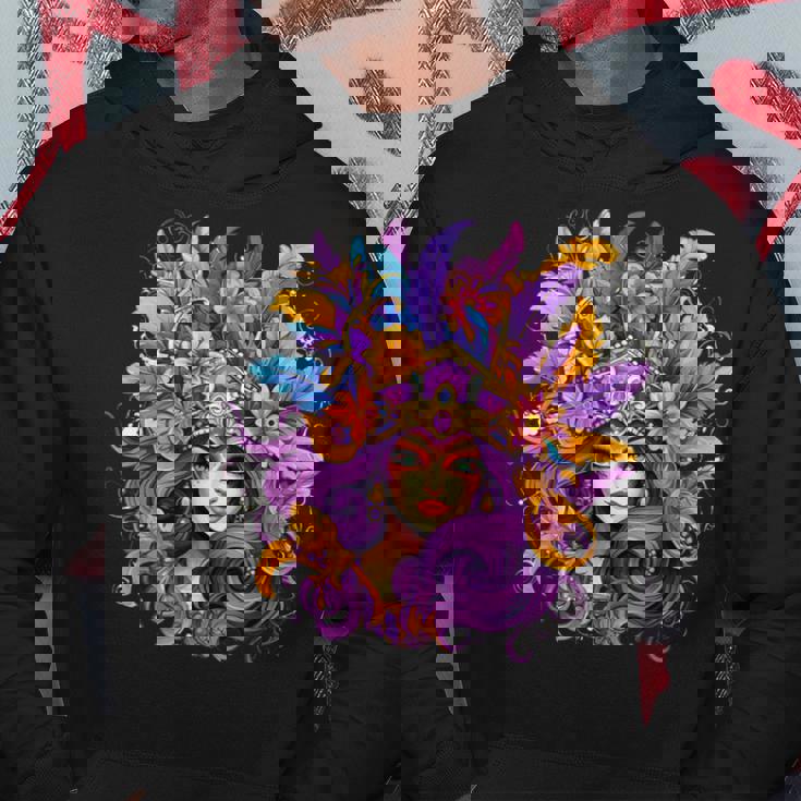 マルディグラ フェザー パープル マスク グリーン ニューオーリンズ パーカー 面白い贈り物