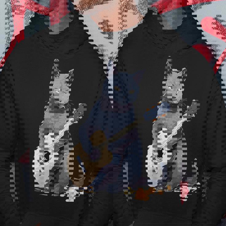 ミュージシャン ロシアンブルー猫 ギタリスト 猫とギター パーカー 面白い贈り物