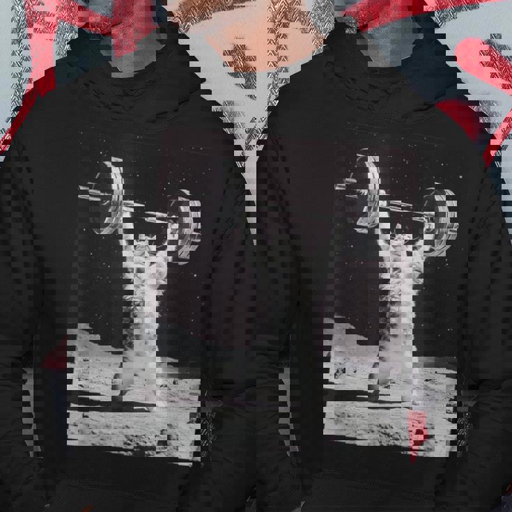 ムーンキャット 筋トレ 猫 フィットネス ジム ウェイトリフティング トレーニング 面白い猫 おもしろ パーカー 面白い贈り物