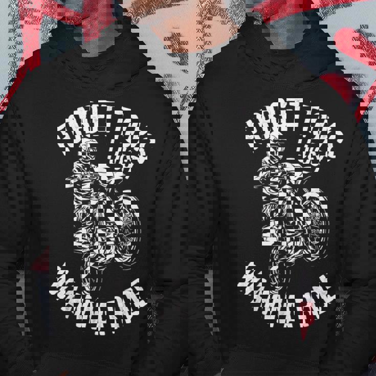 モトクロス ライダー ダートバイク ヘルメット Forget Toys I Just Wanna パーカー 面白い贈り物