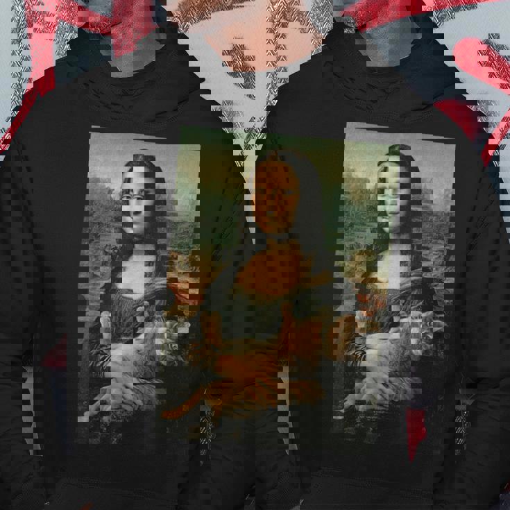 モナリザとオレンジ猫 面白いアートペインティング パーカー 面白い贈り物