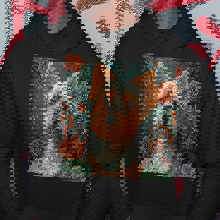 ヨークシャーテリア、ボーホースタイルのグラフィックの周りに多肉植物が描かれています。 パーカー 面白い贈り物