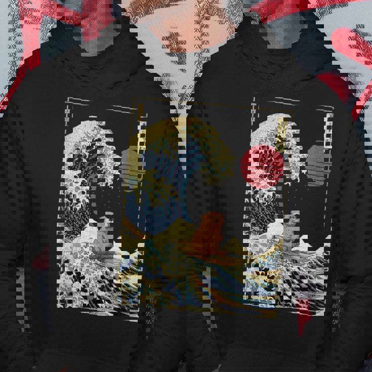 ラッコ 日本の神奈川波 おもしろサーフアニマル パーカー 面白い贈り物