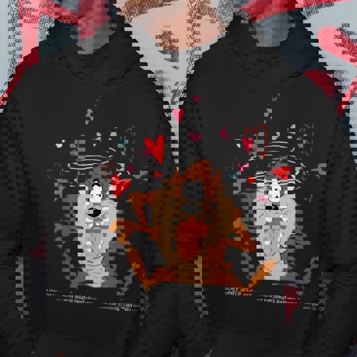 ルーニー・テューンズ タズ スピニング ハート 楽しい パーカー 面白い贈り物