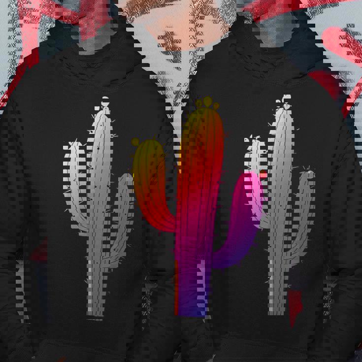レインボーサボテン 砂漠の夕日と太陽の雰囲気 パーカー 面白い贈り物
