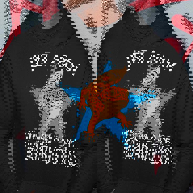 レオパード・ゲッコーが大好きな男の子です。トカゲ 爬虫類 ヒョウモントカゲモドキ パーカー 面白い贈り物