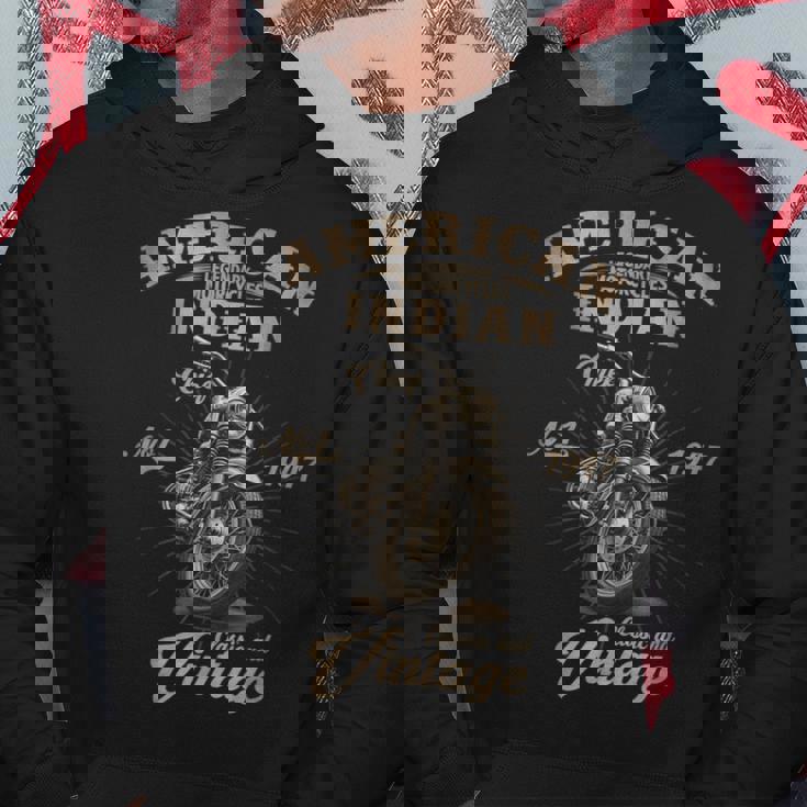 レトロ アメリカン オートバイ インディアン オールドバイカー パーカー 面白い贈り物