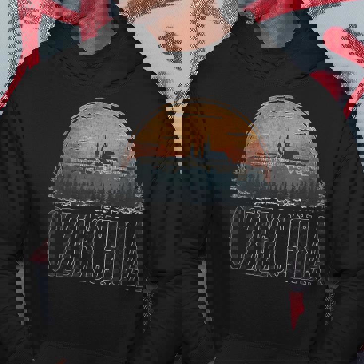 レトロ チェコ 風景 ヴィンテージ お土産 パーカー 面白い贈り物