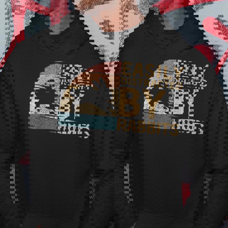 レトロ ヴィンテージ Easy Distracted By Rabbits Bunnies Lover パーカー 面白い贈り物