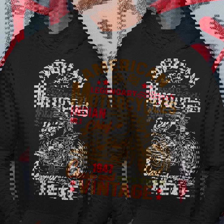 レトロ ヴィンテージ アメリカン オートバイ インディアン オールドバイカー 面白い パーカー 面白い贈り物