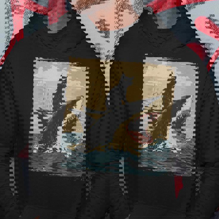 レトロ 猫 噛む サメ ユーモラス 猫 駄洒落 ミーム 猫s サメ パーカー 面白い贈り物