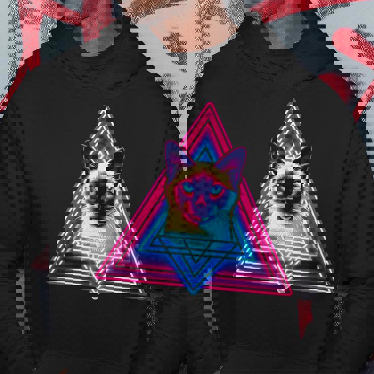 レトロな三角形のピラミッド猫のシャム猫 パーカー 面白い贈り物