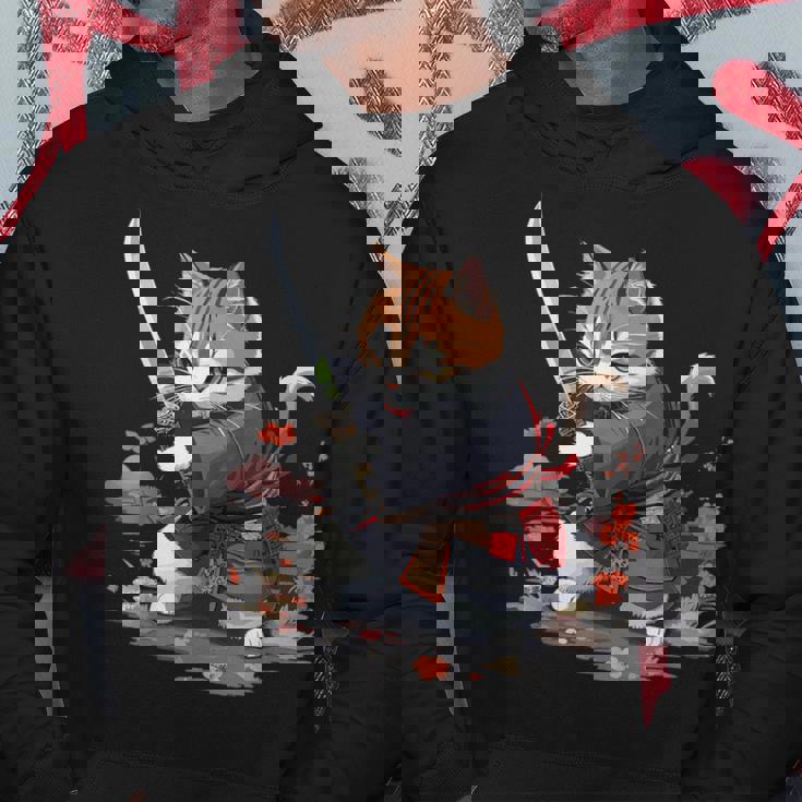 レトロな日本の侍猫グラフィック 猫愛好家 パーカー 面白い贈り物