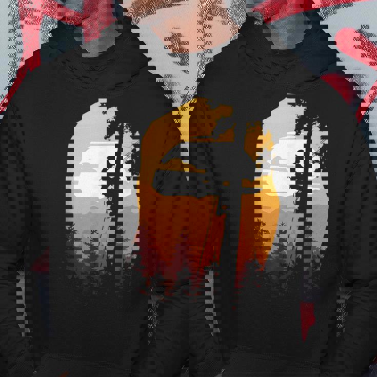 レトロサンセットツリークライマーアーボリスト。 パーカー 面白い贈り物