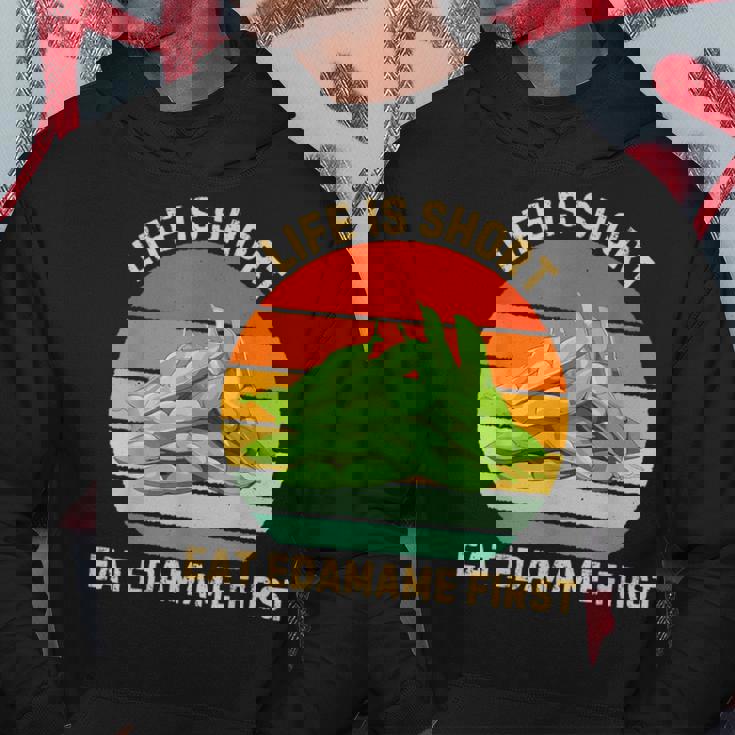 レトロライフは短く食べる 枝豆 はじめて枝豆 食べ物好き パーカー 面白い贈り物