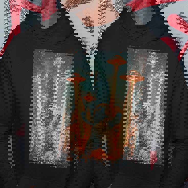 レトロ日本アニメ怪獣モンスターナマケモノセルフィー東京ufo パーカー 面白い贈り物