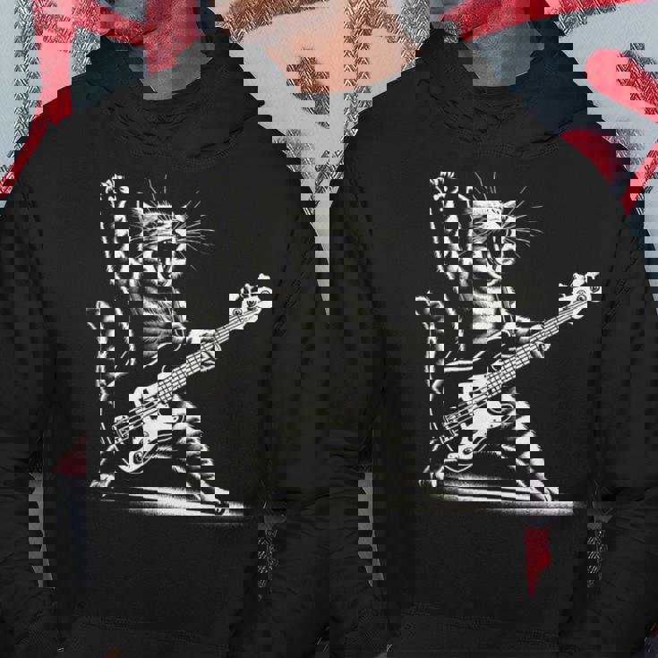 ロッキーキャット ベースギター4面エレキベースプレーヤー パーカー 面白い贈り物