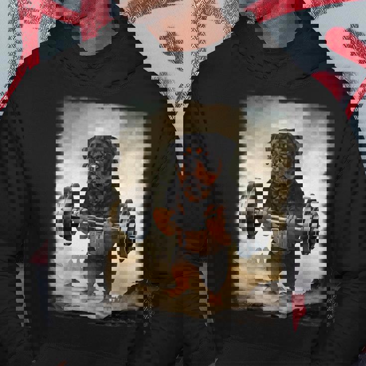 ロットワイラー 犬の筋トレ ウェイトリフティング パーカー 面白い贈り物