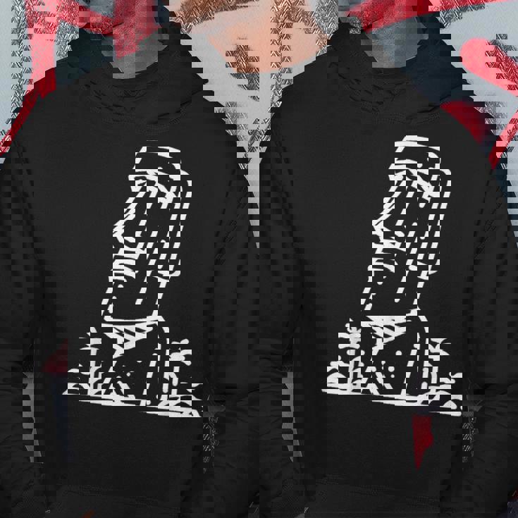 ワンラインアート モアイ像 パーカー 面白い贈り物