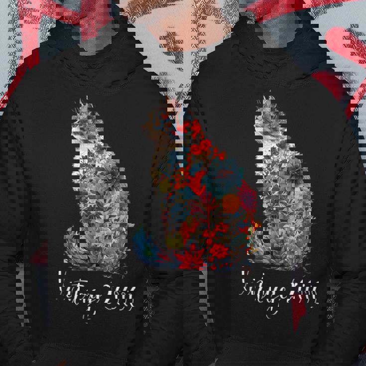 ヴィンテージ 2000 花柄 花 猫好き 24時間 誕生日 パーカー 面白い贈り物