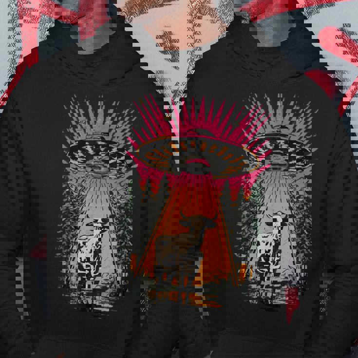 ヴィンテージ Ufo 牛 誘拐 エイリアン レトロ パーカー 面白い贈り物