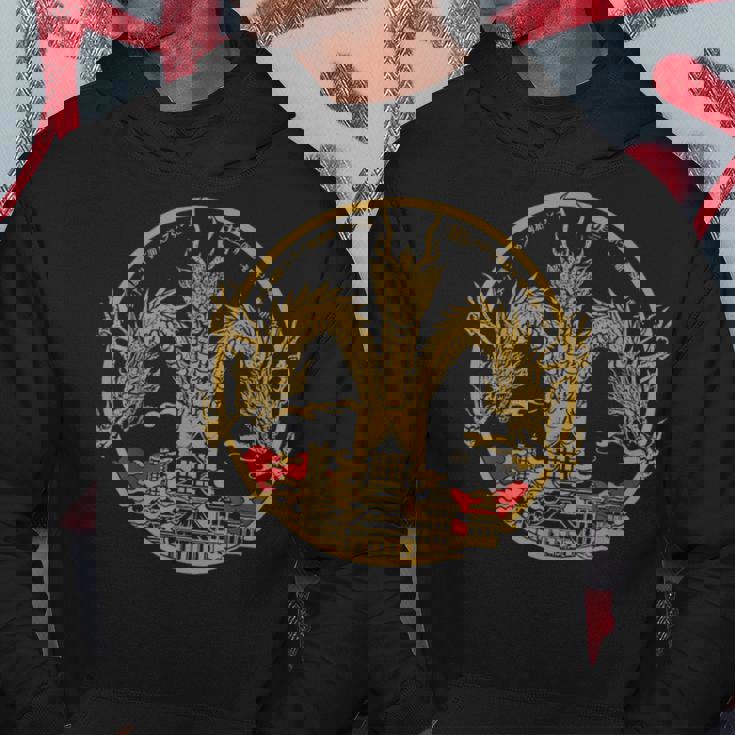 ヴィンテージ ドラゴンキング ギドラ アート サンセット 日本語 パーカー 面白い贈り物