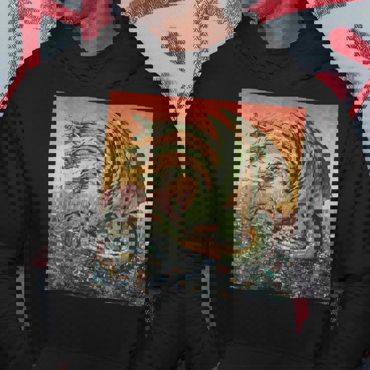 ヴィンテージ ドラゴンキング ギドラ アート 夕日 日本人 キッズ 男性 パーカー 面白い贈り物