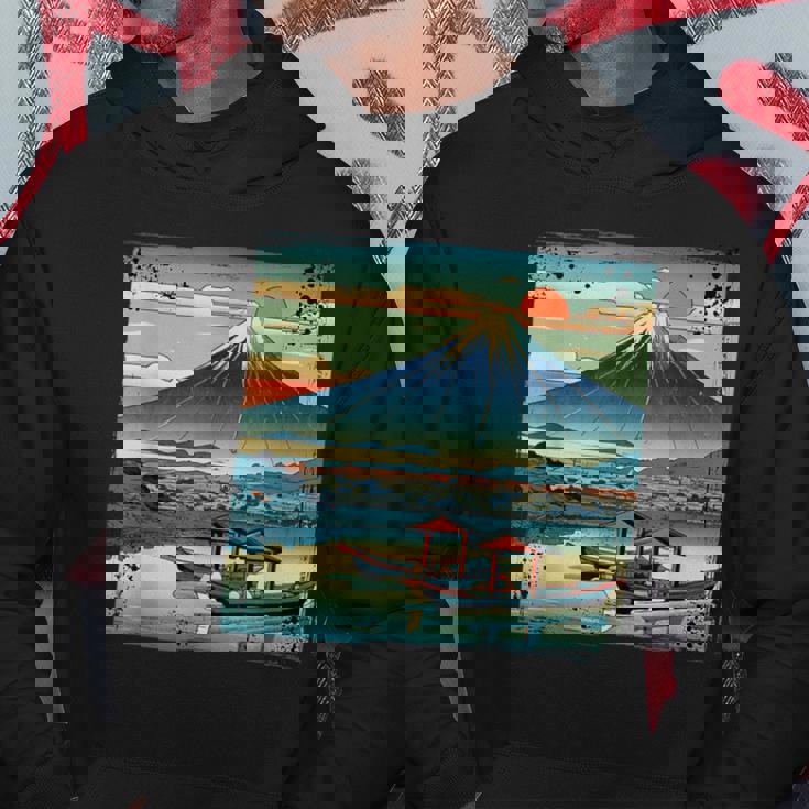 ヴィンテージ 日本の富士山 山に昇る太陽 パーカー 面白い贈り物