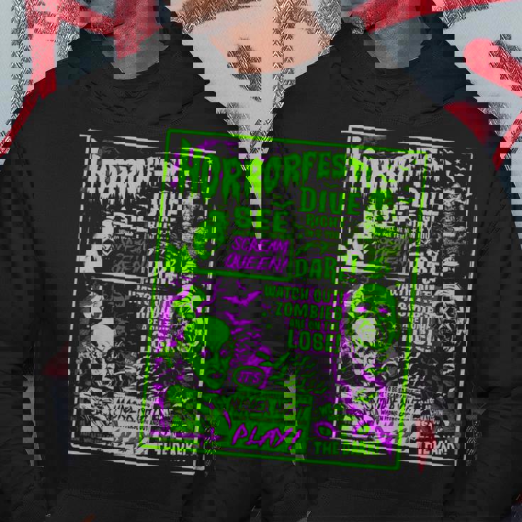 ヴィンテージホラーフェス ハロウィン映画ポスター オールドタイムホラー パーカー 面白い贈り物