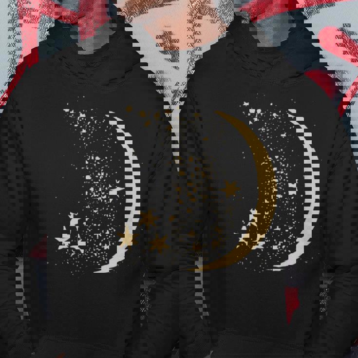 ヴィンテージ三日月と星宇宙アートイラストtシャツ パーカー 面白い贈り物