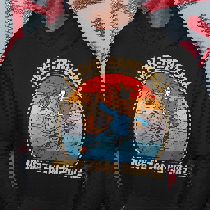 ヴィンテージ馬 I Love Handball More Than People パーカー 面白い贈り物