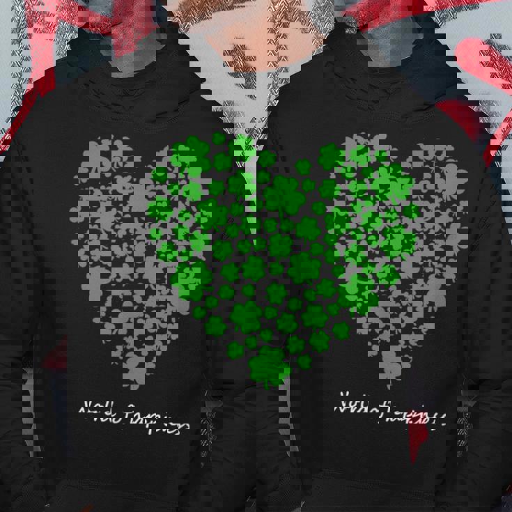 世界中の幸せを願う 可愛い ハート クローバー 反戦 平和 パーカー 面白い贈り物