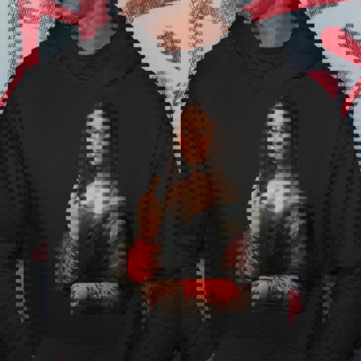 中指軽量グラフィックのモナリザ パーカー 面白い贈り物