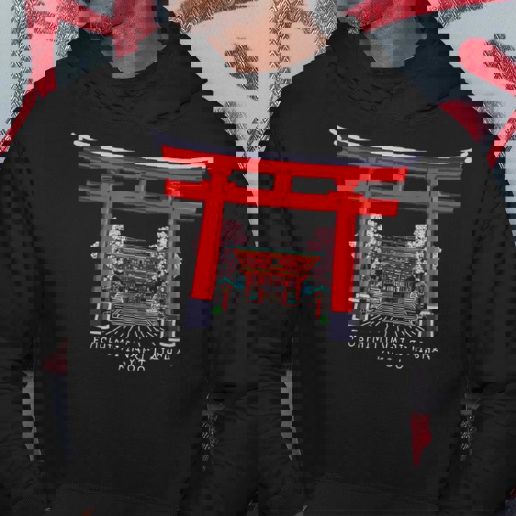 京都、日本、鳥居伏見稲荷大社、手描きデッサン パーカー 面白い贈り物