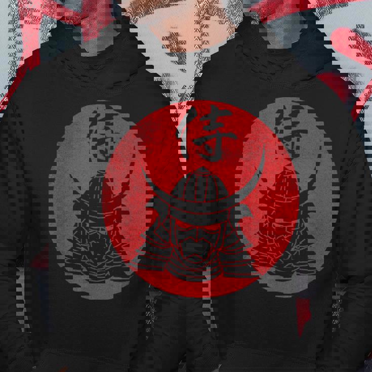 侍の戦士の兜日本の漢字-黒 パーカー 面白い贈り物