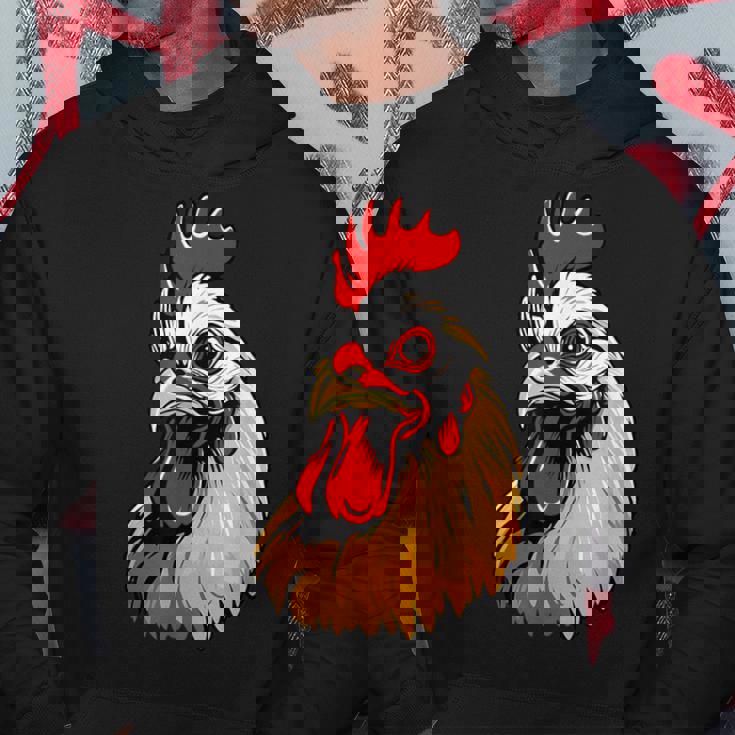 動物愛好家のための大胆な農場の鶏の頭のアート パーカー 面白い贈り物