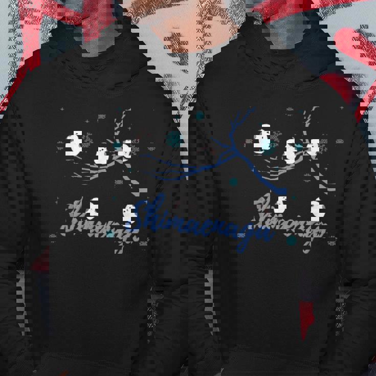 北海道 冬の風景 シマエナガのイラスト 雪の結晶 可愛い小鳥 パーカー 面白い贈り物