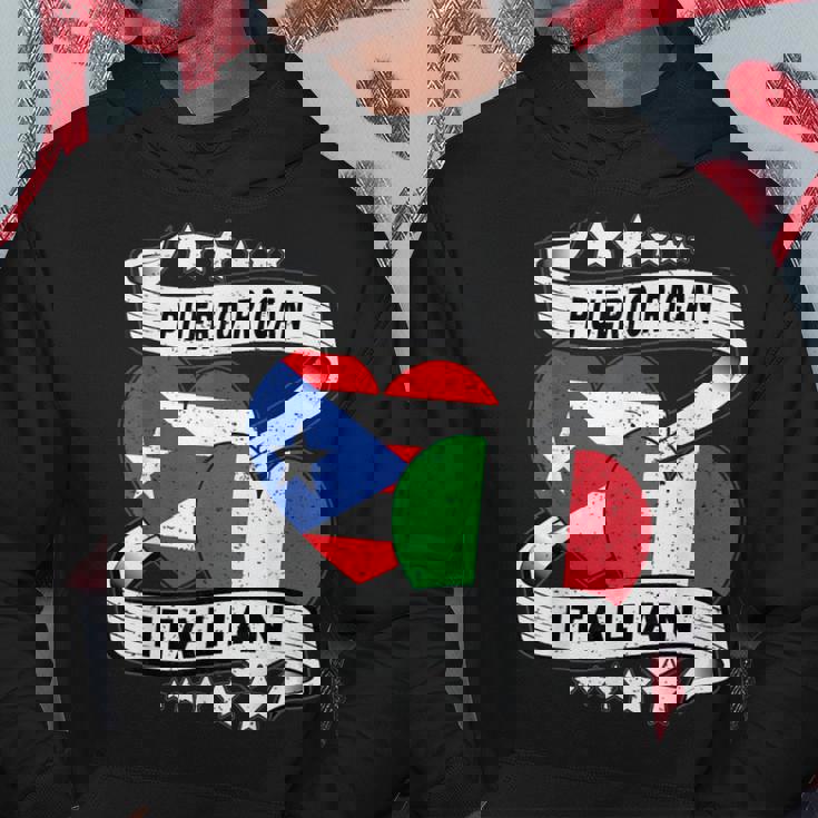 半分イタリア半分プエルトリコの国旗 ハート イタリア プエルトリコ パーカー 面白い贈り物