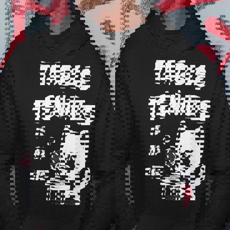 卓球をするクールな猫 パーカー 面白い贈り物