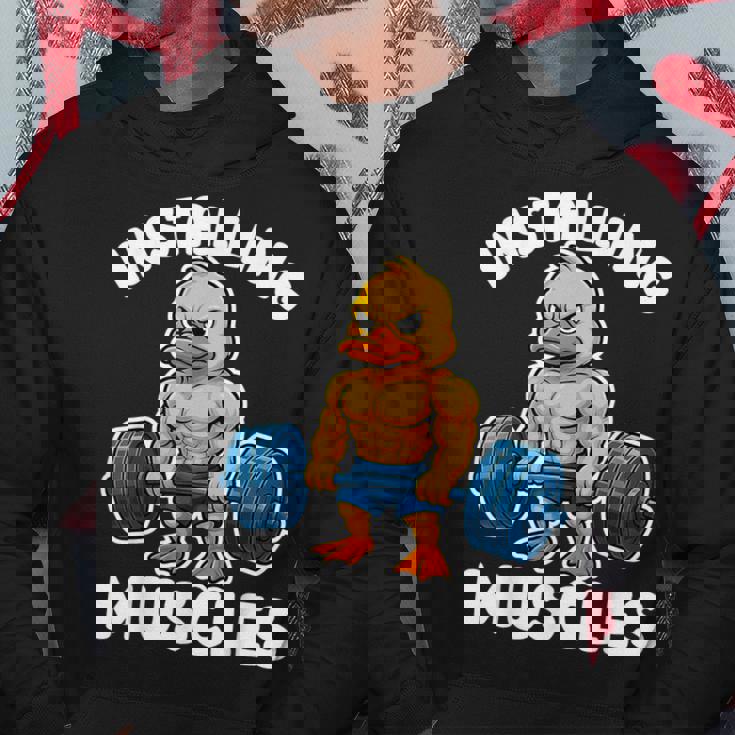 取り付け 筋肉 アヒル ウェイトリフティング フィットネス ジム 男の子 男性 パーカー 面白い贈り物