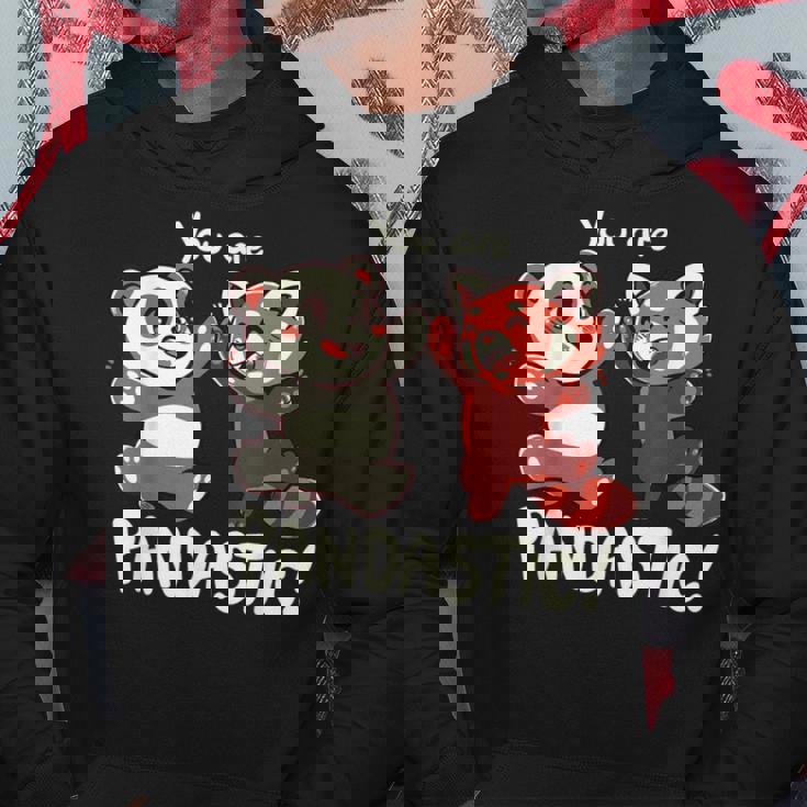 君はパンダスティックだよハイタッチのレッサーパンダとパンダ パーカー 面白い贈り物