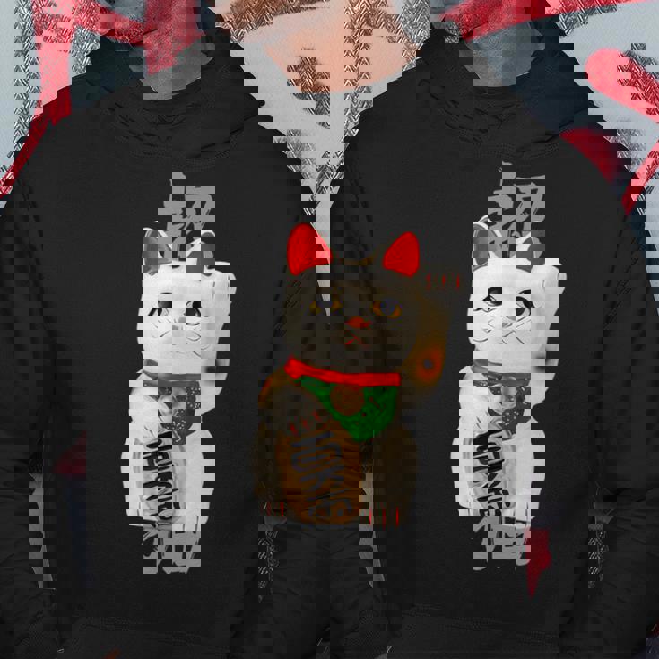 和風招き猫デザイン 縁起物アート 招福と金運アップ パーカー 面白い贈り物