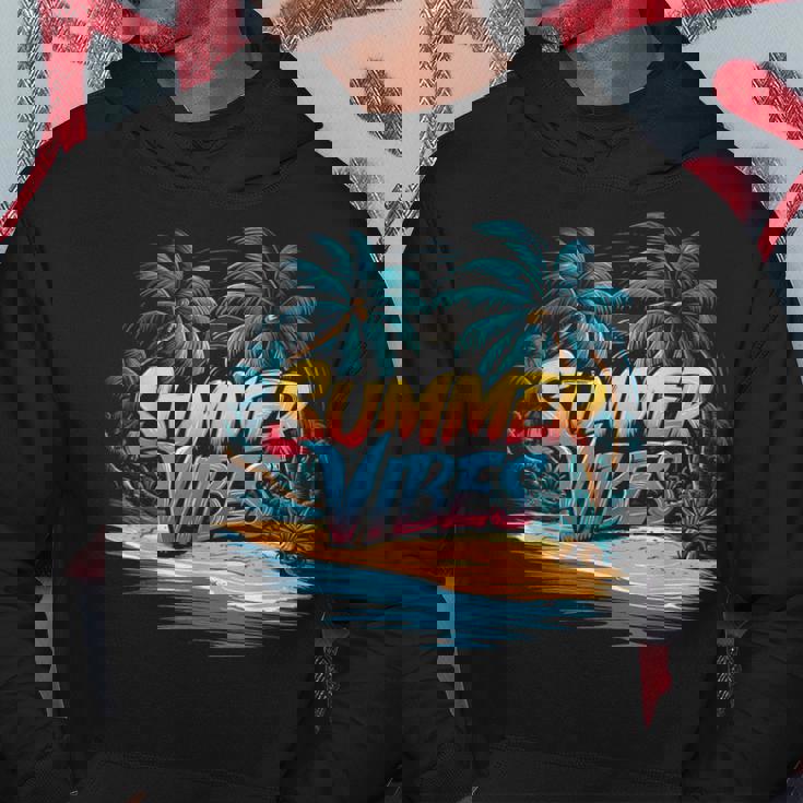 夏 バイブ トロピカル ビーチ ヤシの木 オーシャン サンシャイン パーカー 面白い贈り物