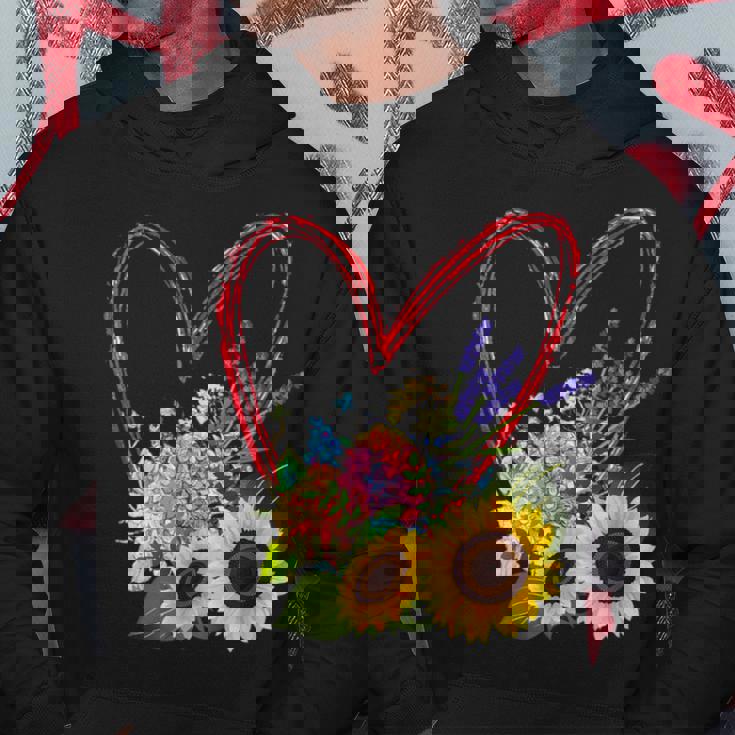 夏の花のデザイン、ひまわり、ラベンダー、アジサイ パーカー 面白い贈り物