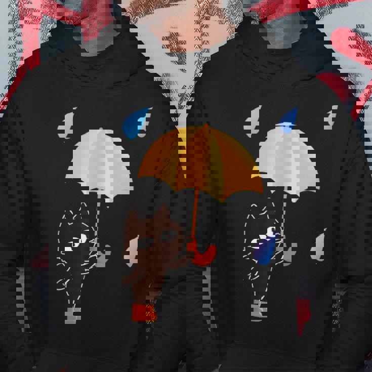 大人かわいい絵本の猫 雨の日 パーカー 面白い贈り物