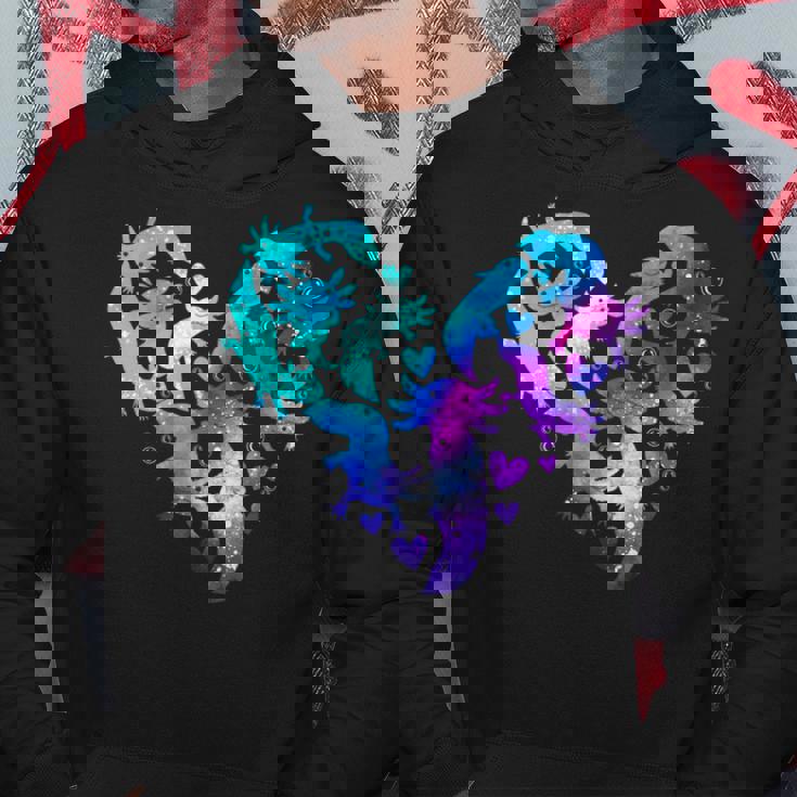 宇宙 ウーパールートル かわいいウーパールーパー ハート 水彩 ウーパールーパー パーカー 面白い贈り物