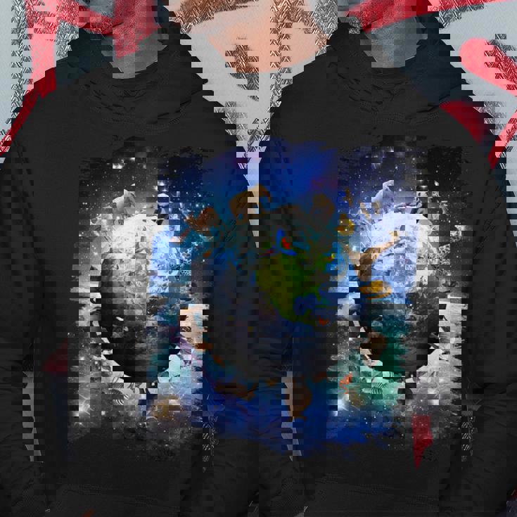 宇宙地球動物グループシーン パーカー 面白い贈り物