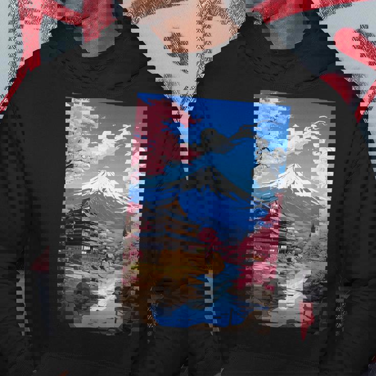 寺と富士山のある日本の風景 パーカー 面白い贈り物