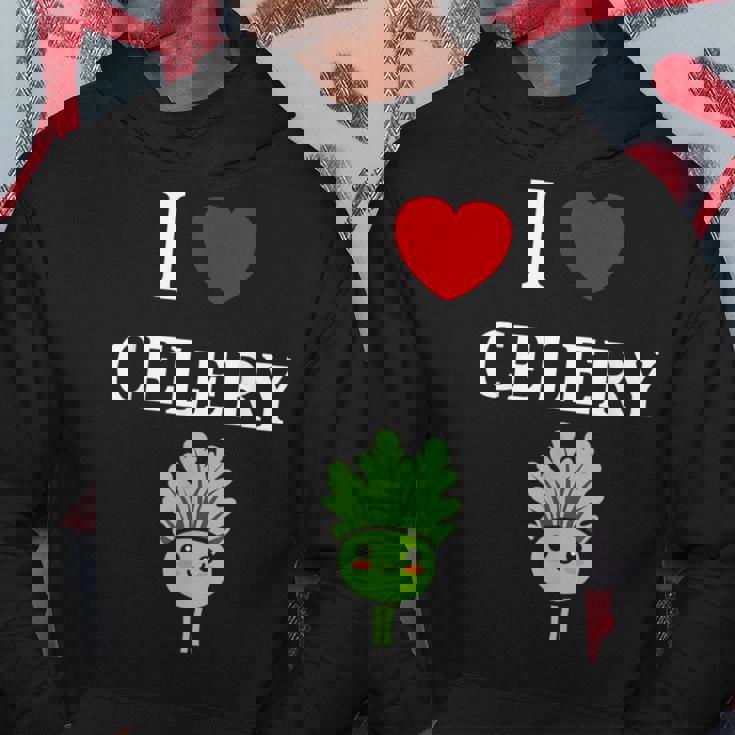 小さな野菜 セロリ ミニマリスト かわいい シンプル セロリ I Love Celery パーカー 面白い贈り物