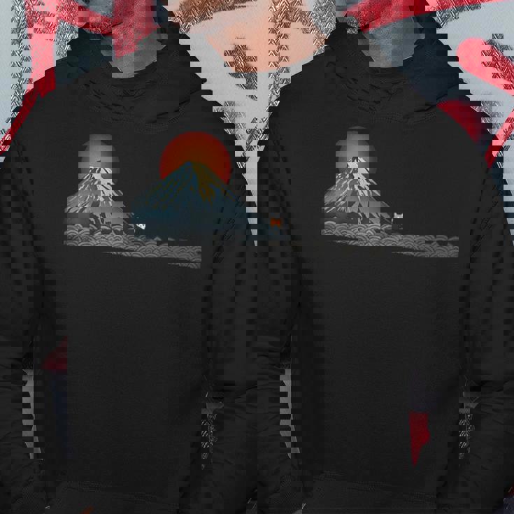 山 柴犬秋田犬かわいい犬と富士 パーカー 面白い贈り物